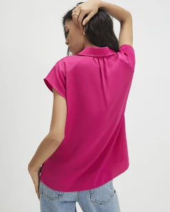 Pink Satin Short Sleeve Shirt