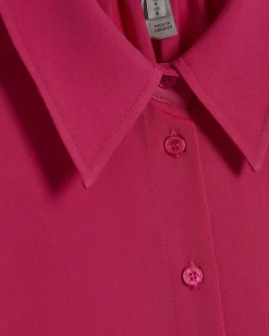 Pink Satin Short Sleeve Shirt