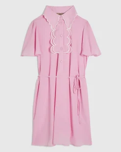 Pink Scallop Shirt Dress