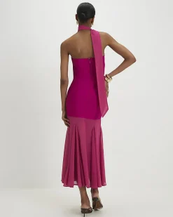 Pink Scarf Bandeau Hybrid Midi Dress