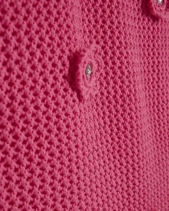 Pink Sequin Flower Knit Mini Dress