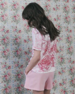 Pink Short Sleeve In Bloom Cotton T-shirt