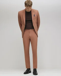 Pink Skinny Fit Stretch Textured Suit Jacket
