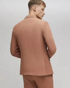 Pink Skinny Fit Stretch Textured Suit Jacket