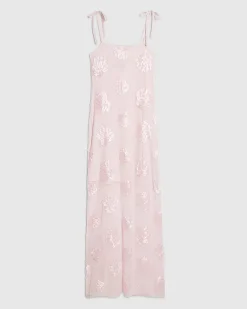 Pink Sleeveless Cornelli Shell Maxi Dress