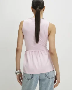 Pink Sleeveless Peplum Top