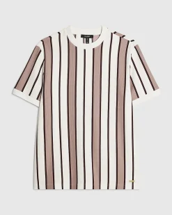 Pink Slim Fit Cotton Stripe T-Shirt