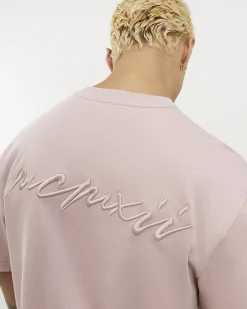 Pink Slim Fit Embroidered Crew Neck T-Shirt