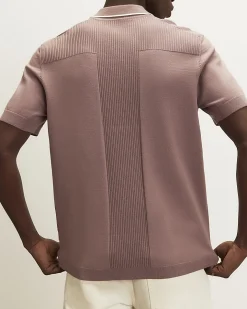 Pink Slim Fit Short Sleeve Knit Polo Shirt