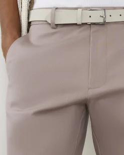 Pink Slim Stretch Chino Short with Belt