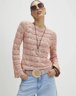 Pink Stitch Boat Neck Jumper