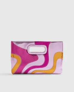 Pink Swirl Panel Clutch Bag