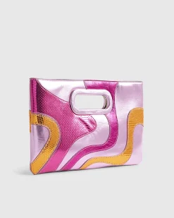 Pink Swirl Panel Clutch Bag