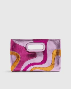 Pink Swirl Panel Clutch Bag