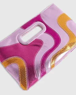 Pink Swirl Panel Clutch Bag