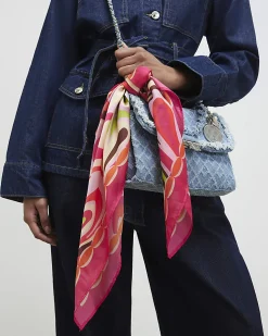 Pink Swirl Print Neck Scarf