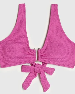 Pink Textured Cami Bikini Top