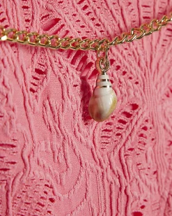 Pink Textured Chain Low Rise Briefs