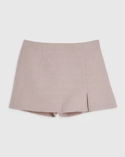Pink Textured Front Split Skort