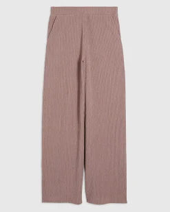 Pink Textured Wide Leg Trousers