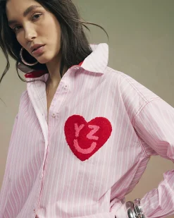 Pink Year Zero Stripe Back Slogan Shirt