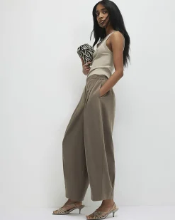 Premium Beige Tailored Balloon Leg Trousers