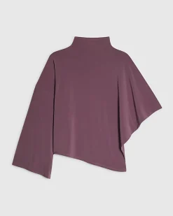 Purple Asymmetric Drape Sleeve Flowing Top