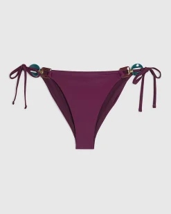 Purple Buckle Trim Low Waisted Bikini Bottoms