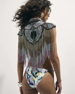 Purple Butterfly Beaded Cape
