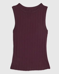 Purple Cotton Blend Ribbed Tank