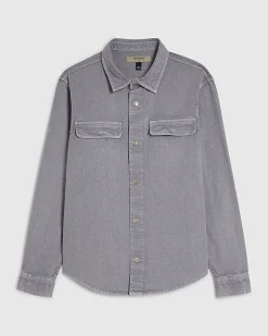 Purple Denim Long Sleeve Overshirt