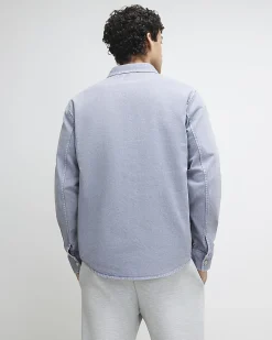 Purple Denim Long Sleeve Overshirt