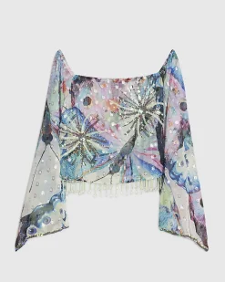 Purple Embellished Butterfly Bardot Top