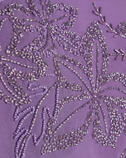 Purple Embellished Hanky Hem Fringed Top