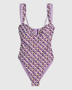 Purple Geometric Pineapple Swimsuit