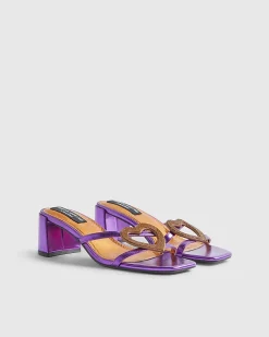 Purple Heart Heeled Mule Sandals
