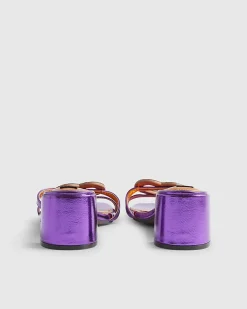 Purple Heart Heeled Mule Sandals