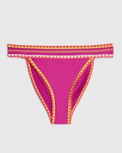 Purple High Leg Whipstitch Bikini Bottoms