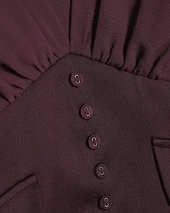 Purple Long Sleeve Corset Detail Blouse