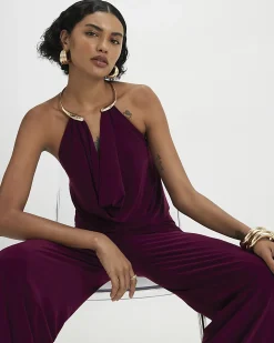 Purple Metal Trim Cowl Neck Jumpsuit