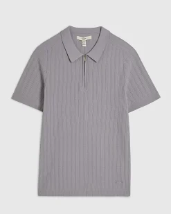 Purple Muscle Fit Ribbed Polo Shirt
