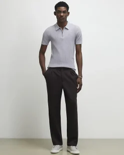 Purple Muscle Fit Ribbed Polo Shirt