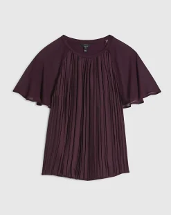 Purple Pleated Hybrid Short Sleeve T-Shirt