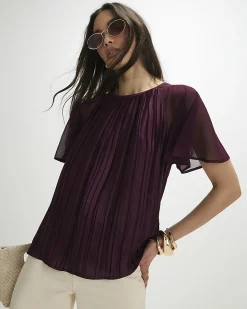 Purple Pleated Hybrid Short Sleeve T-Shirt