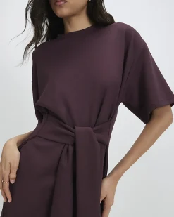 Purple Premium Tie Front Mini Dress