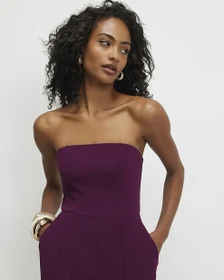 Purple Sleeveless Bandeau Jumpsuit