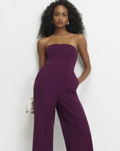 Purple Sleeveless Bandeau Jumpsuit