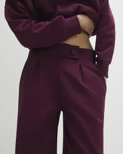 Purple Tailored Interlock Wide Leg Trousers