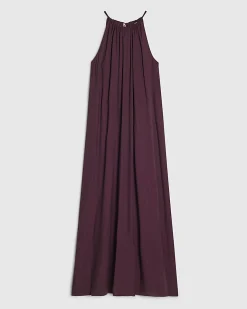 Purple Textured Halter Neck Maxi Dress