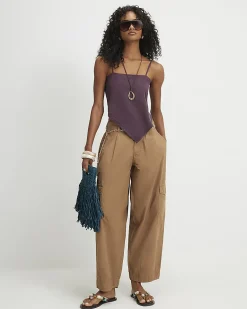 Purple Tie Back Scarf Top